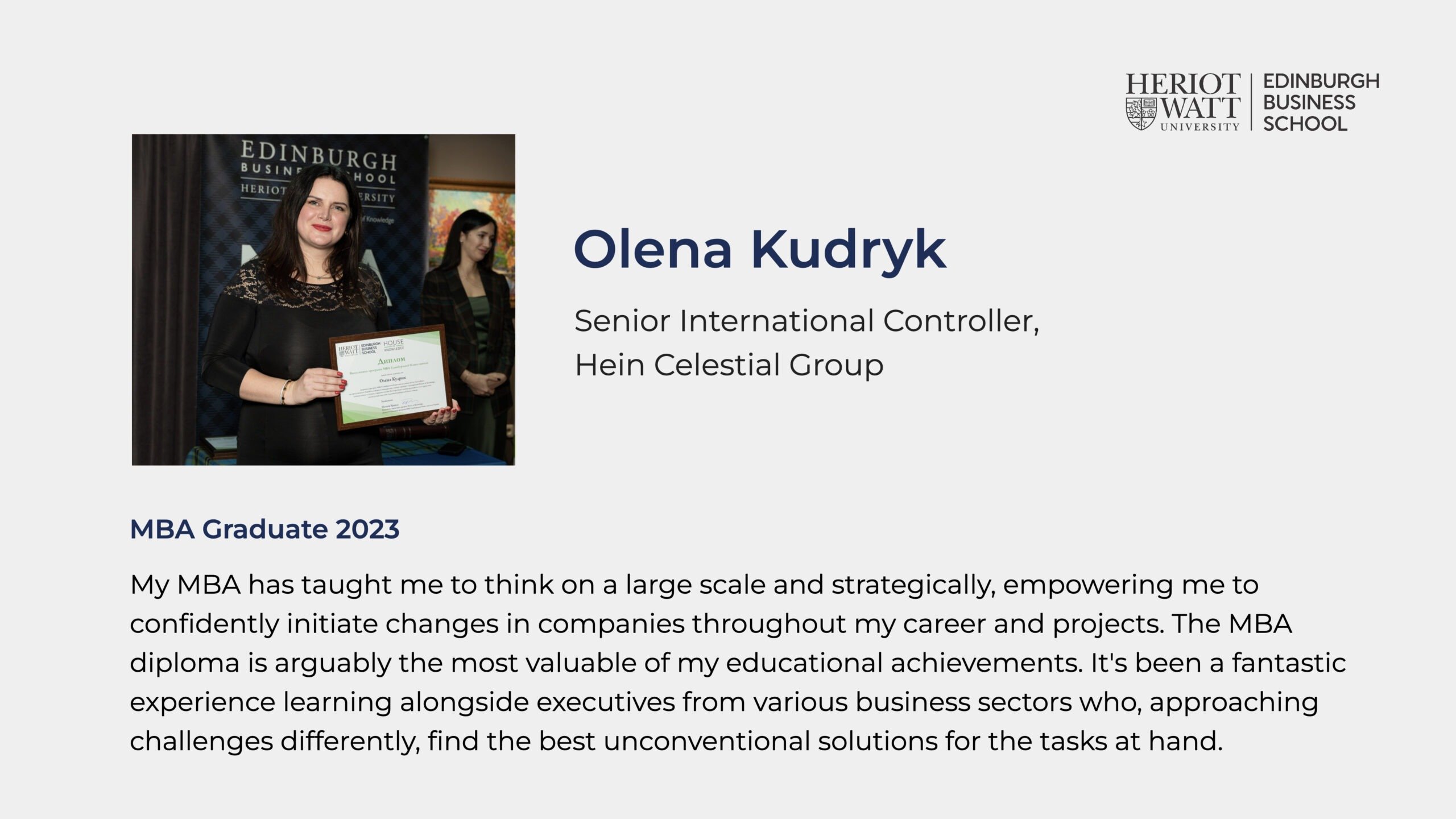 MBA graduate Olena Kudryk